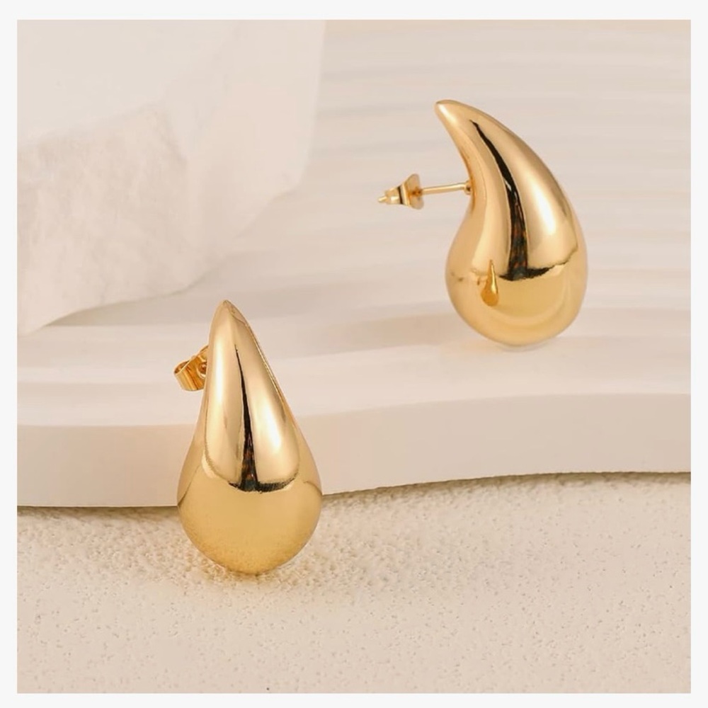 Gold Sculptural Teardrop Earrings